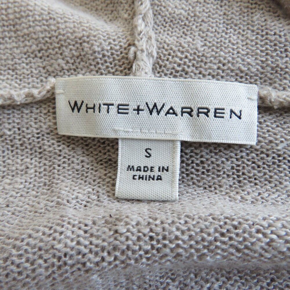 WHITE + WARREN Linen Knit Open Front Hooded Cardigan in Oatmeal Beachy Coastal - Picture 11 of 12